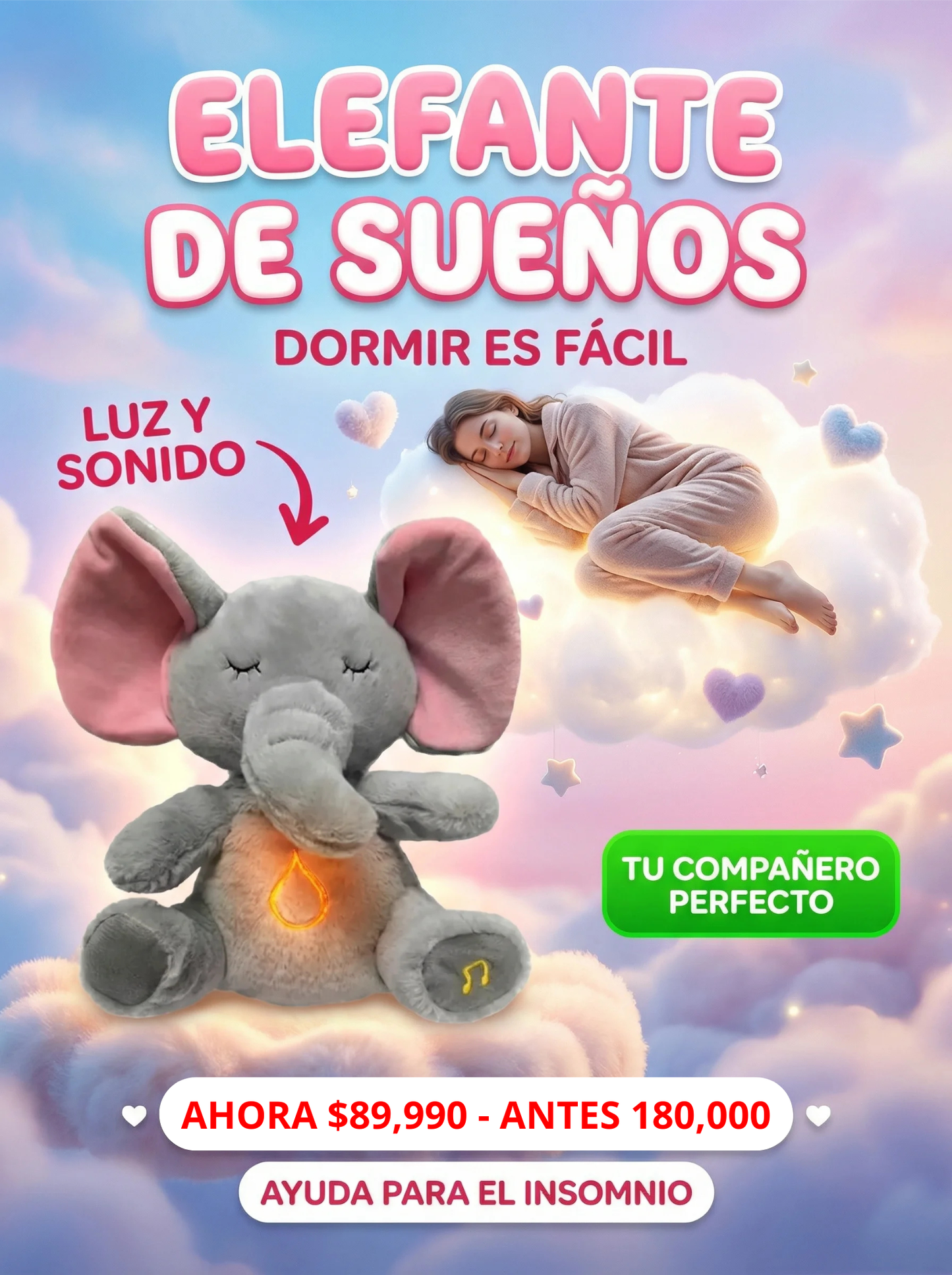 PELUCHE DE ELEFANTE QUE RESPIRA|DILE ADIOS AL INSOMNIO