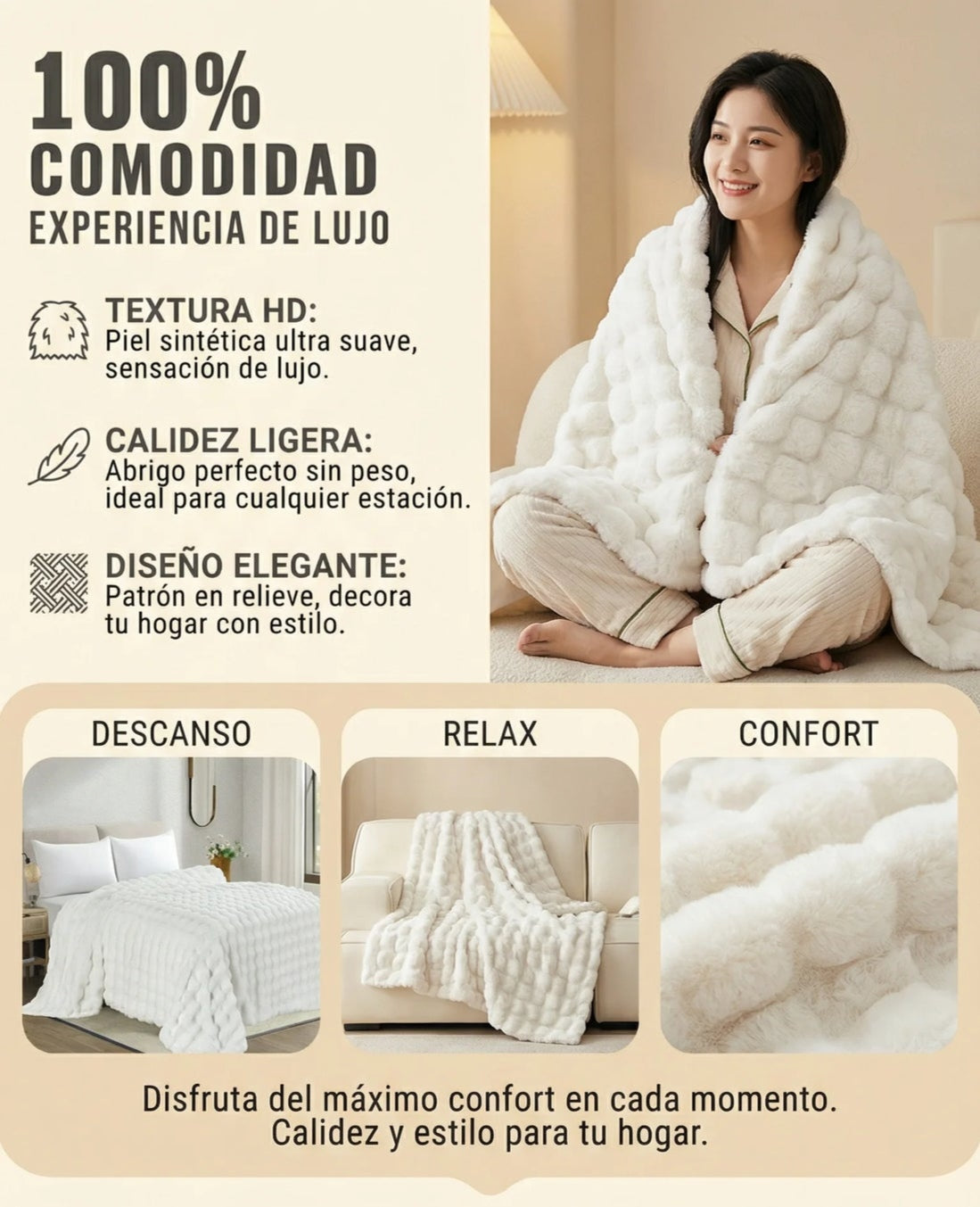 COBIJA PIEL CONEJO PREMIUM