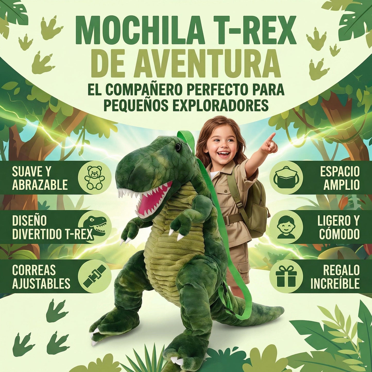 MOCHILA PARA NIÑOS T-REX