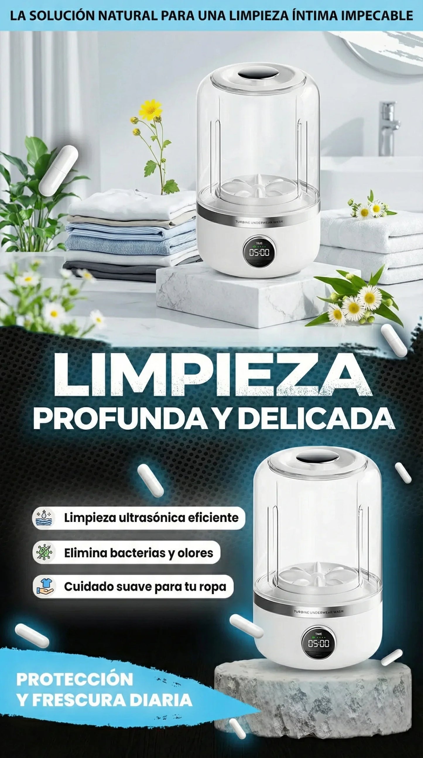 MINI LAVADORA PORTATIL PARA ROPA INTIMA