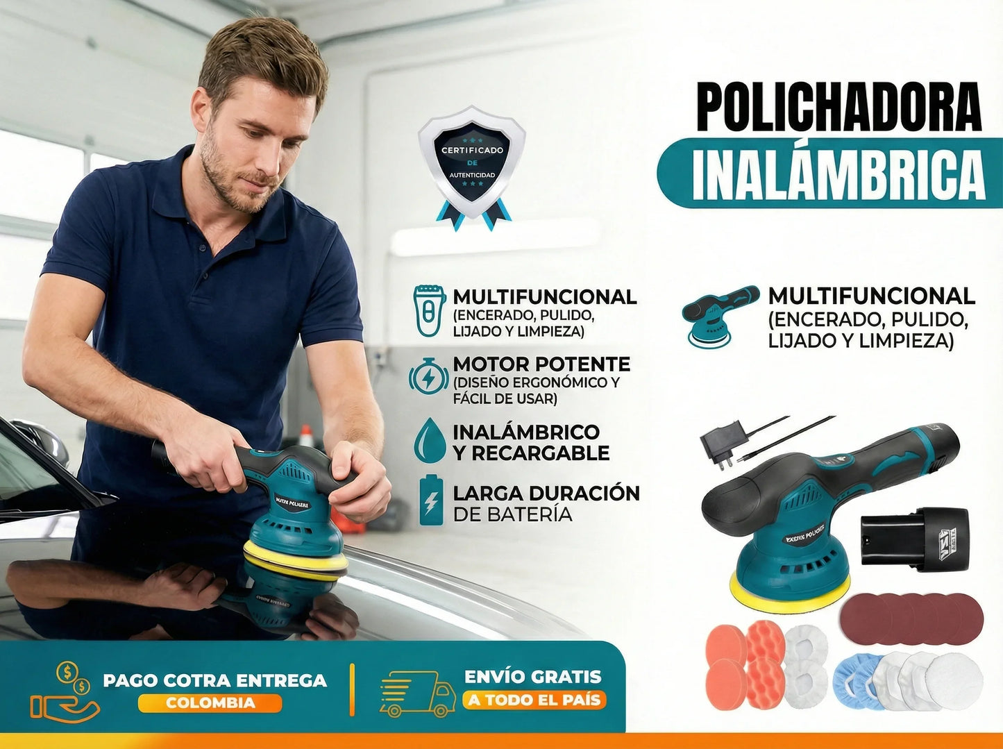 POLICHADORA INALAMBRICA|BRILLA CUALQUIER SUPERFICIE