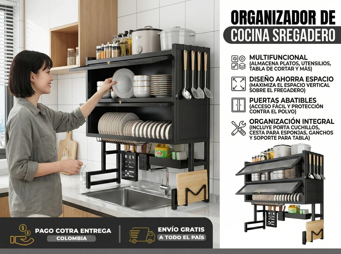 ESCURRIDOR DE 2 NIVELES CON VITRINA
